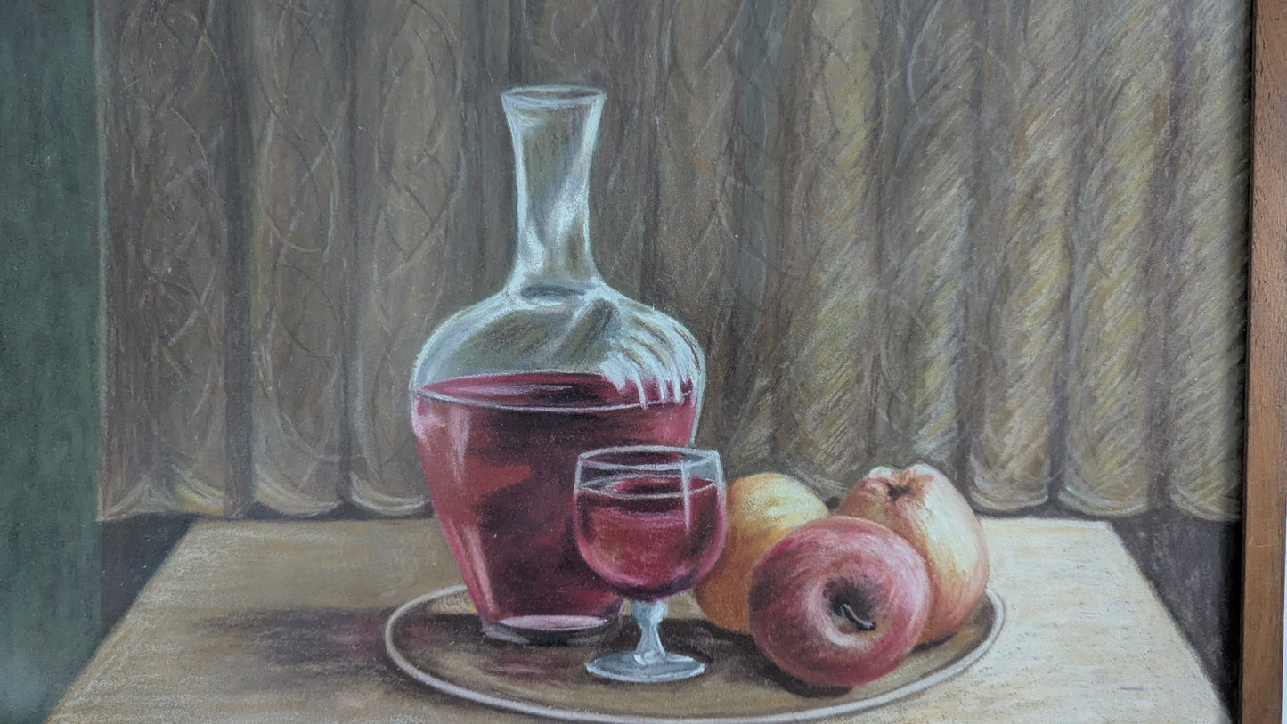 F.Stenqvist - Asetelma (Signeerattu Pastellimaalaus 1976)