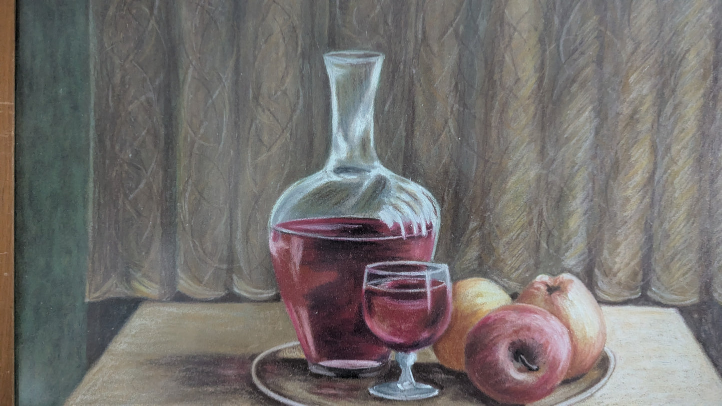 F.Stenqvist - Asetelma (Signeerattu Pastellimaalaus 1976)