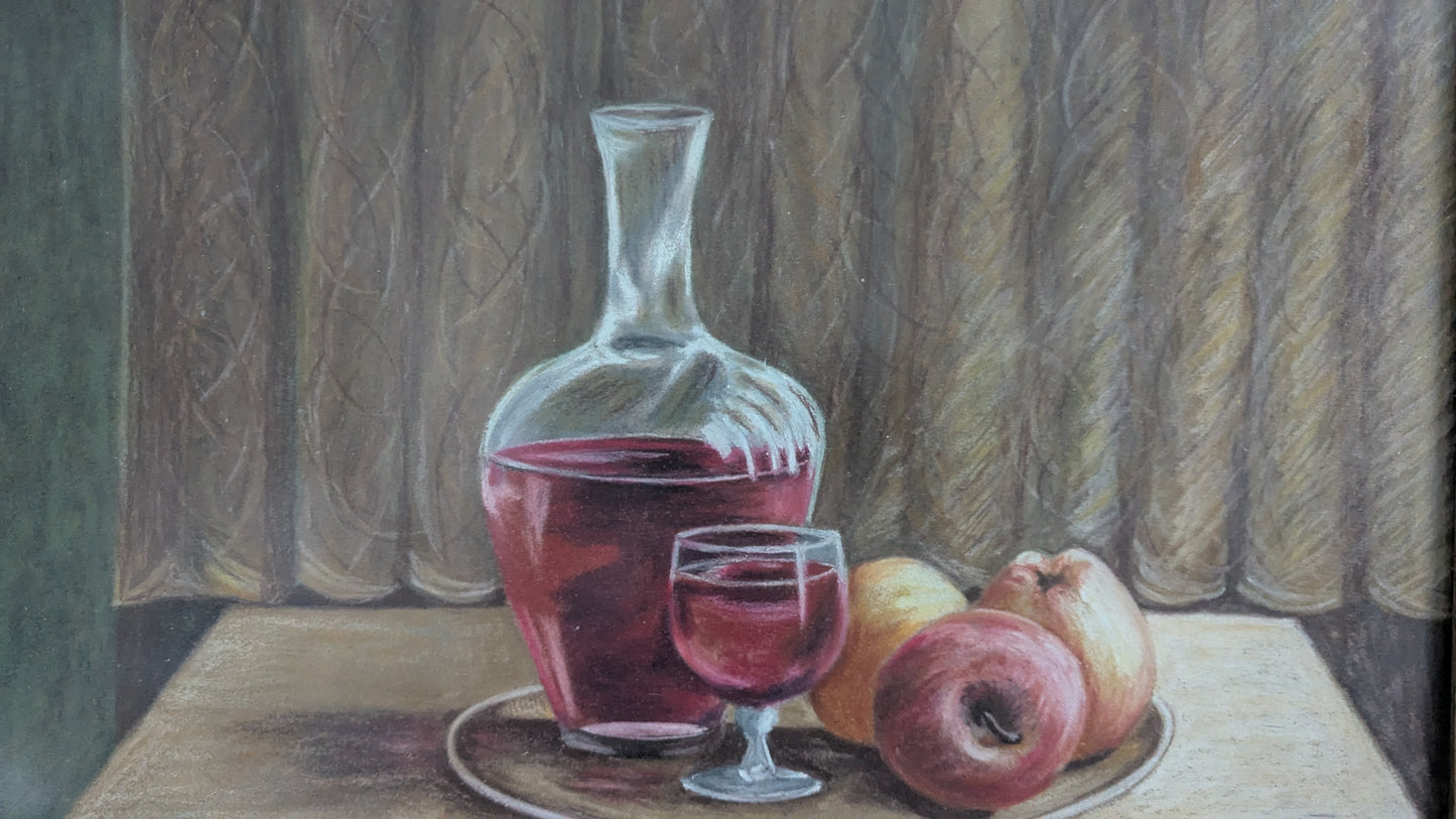 F.Stenqvist - Asetelma (Signeerattu Pastellimaalaus 1976)