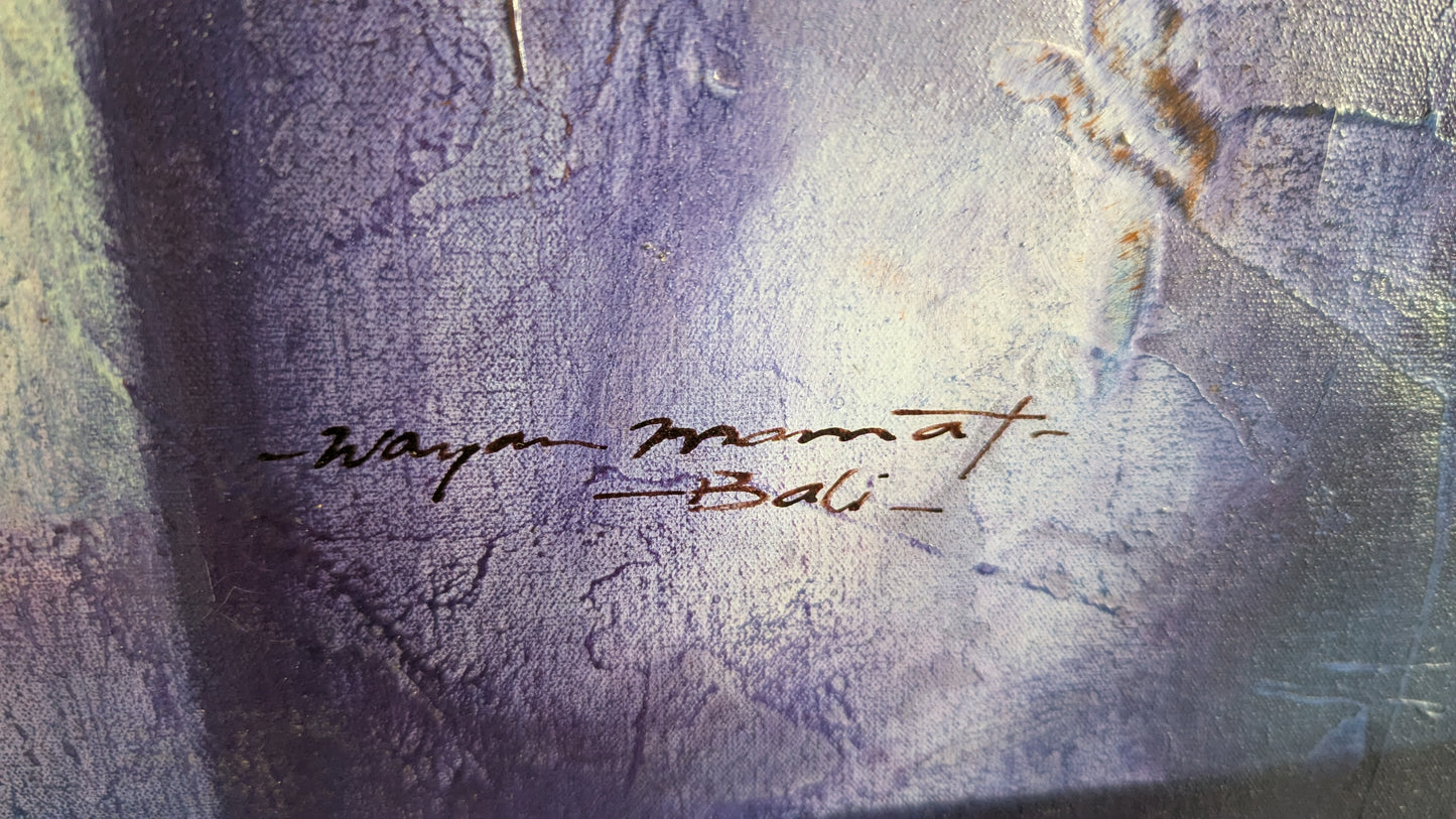 Balilainen Signeerattu Öljyvärimaalaus