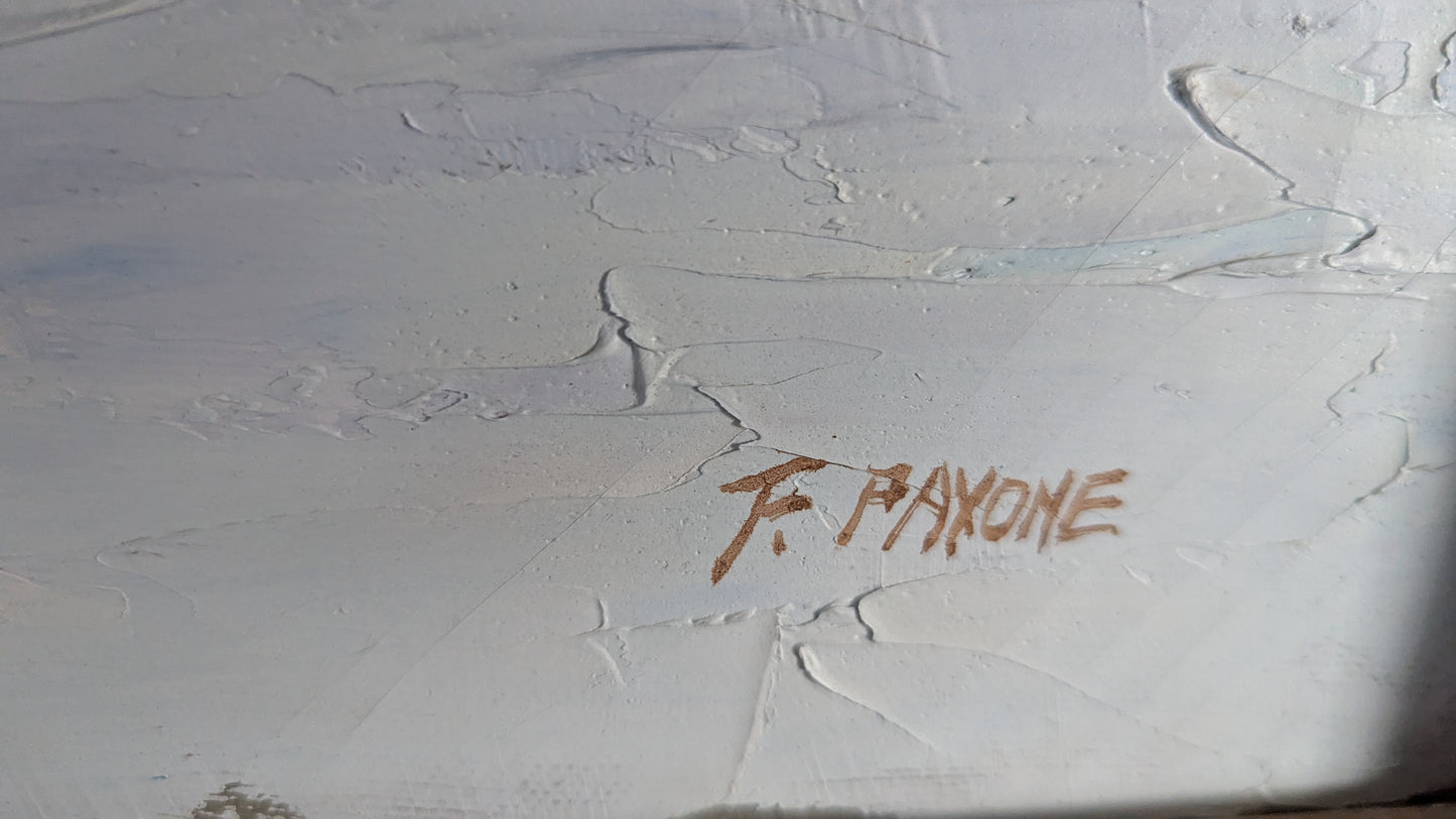 F. Pavone - Pescatori al Lavoro / Kalastajat Työssään (Signeerattu Öljyvärityö 1980)