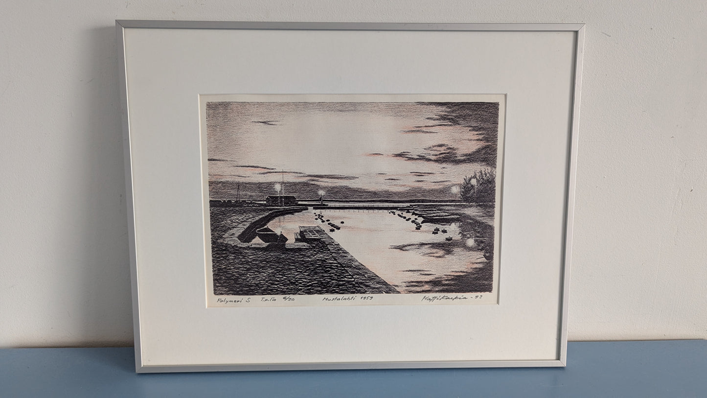 Matti Karkia - Mustalahti 1959 (Signeerattu Polymeerigrafiikka 1993)