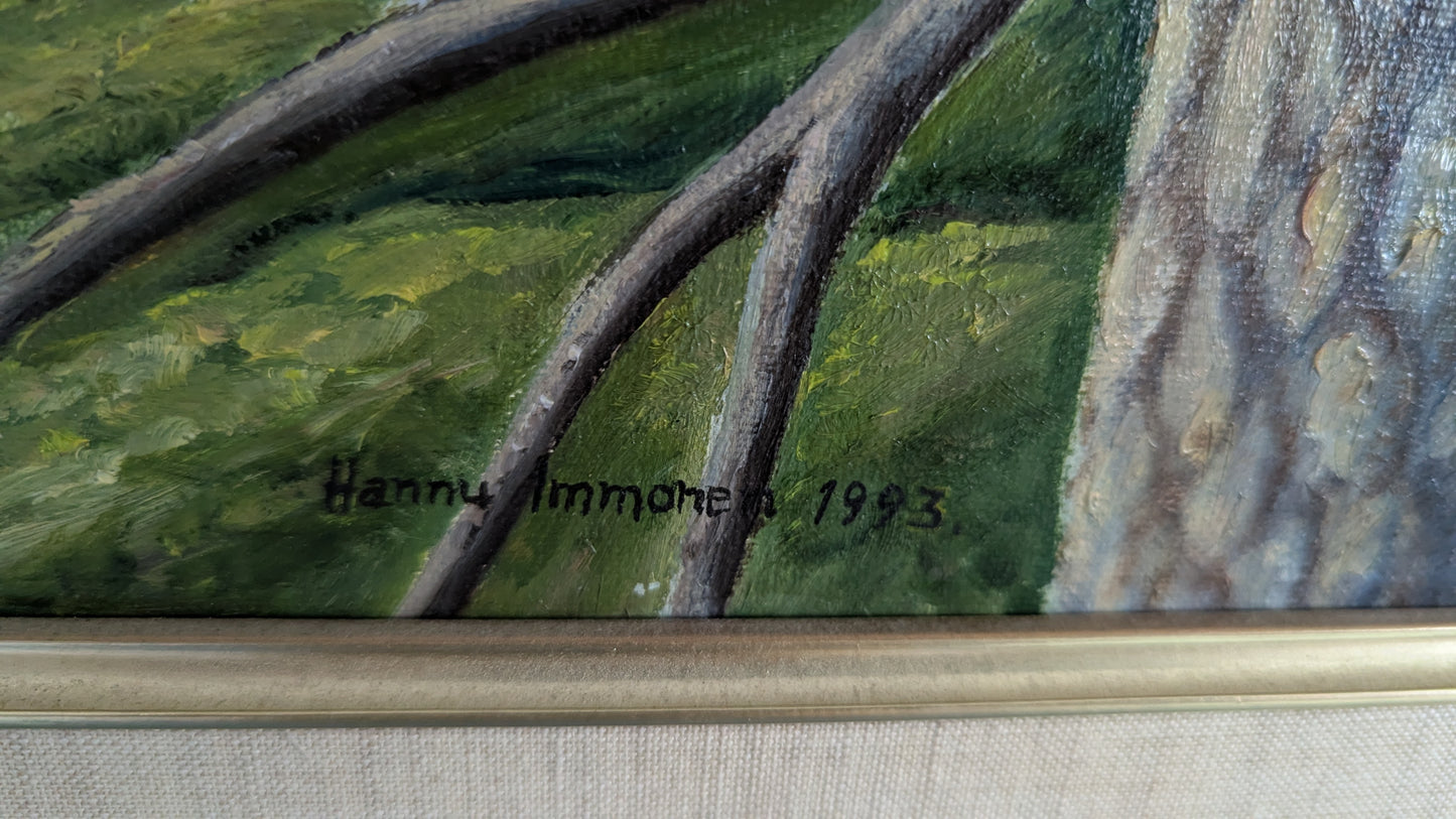 Hannu Immonen - Hiiripöllö (Signeerattu Öljyvärimaalaus 1993)