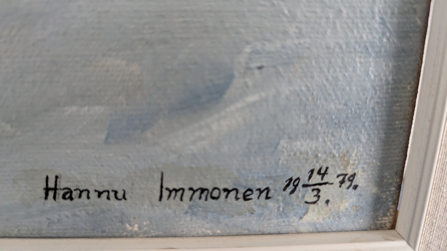 Hannu Immonen - Talitiaiset (Signeerattu Öljyvärimaalaus 1979)