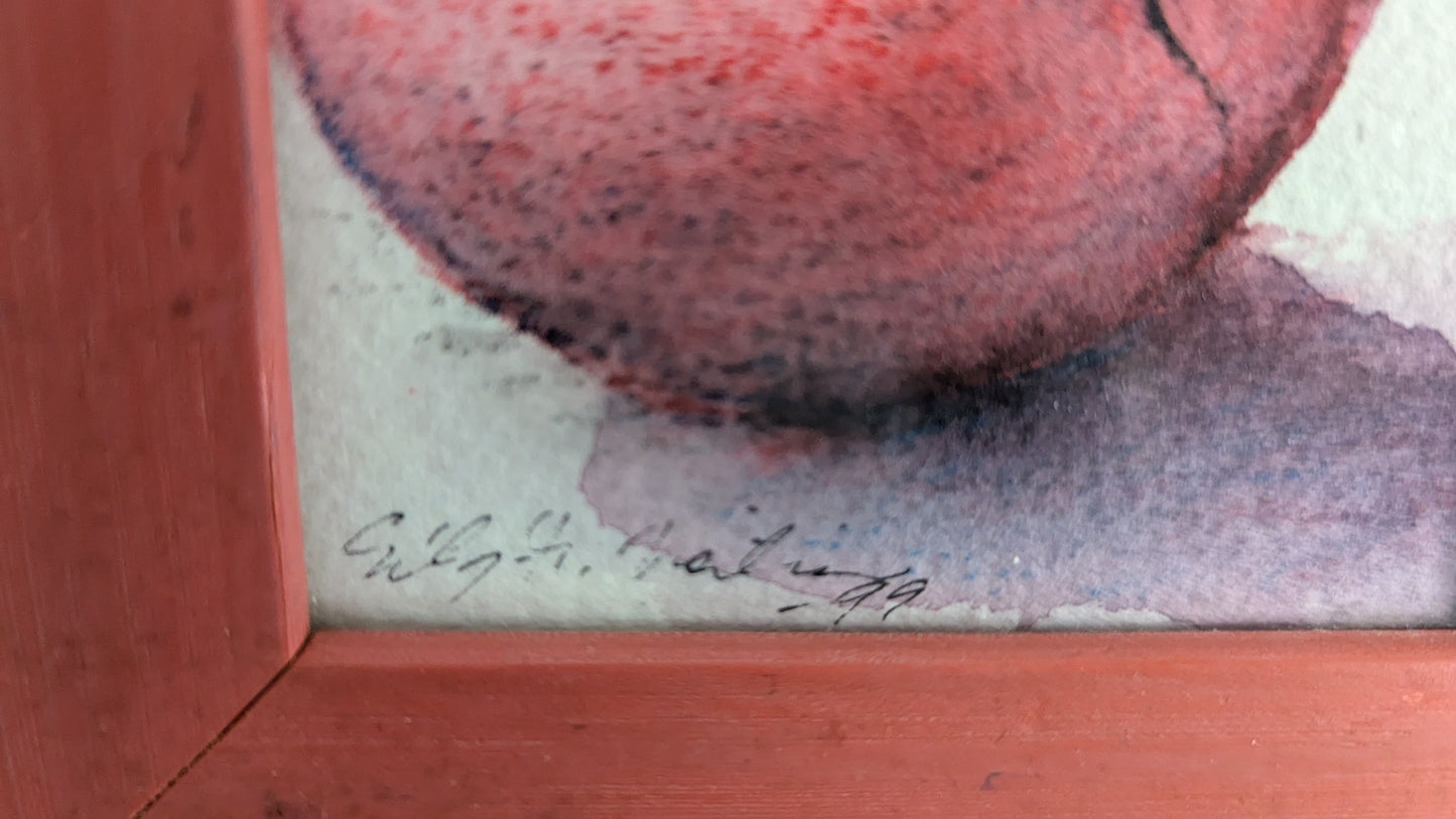 Eila-Maija Veistinen - Omena (Signeerattu Akvarellimaalaus 1999)