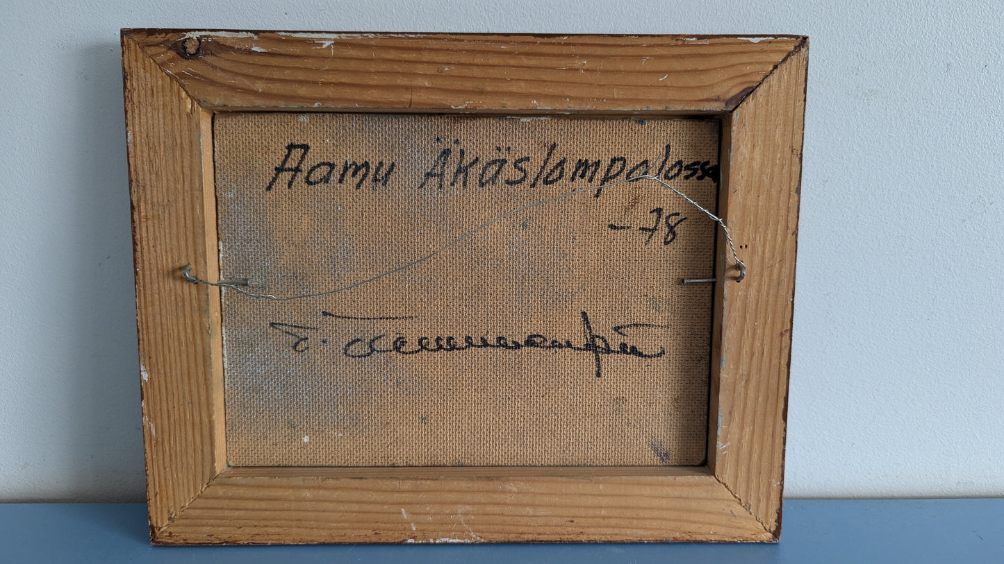 Aamu Äkäslompolossa (Signeerattu Öljyvärimaalaus 1978)