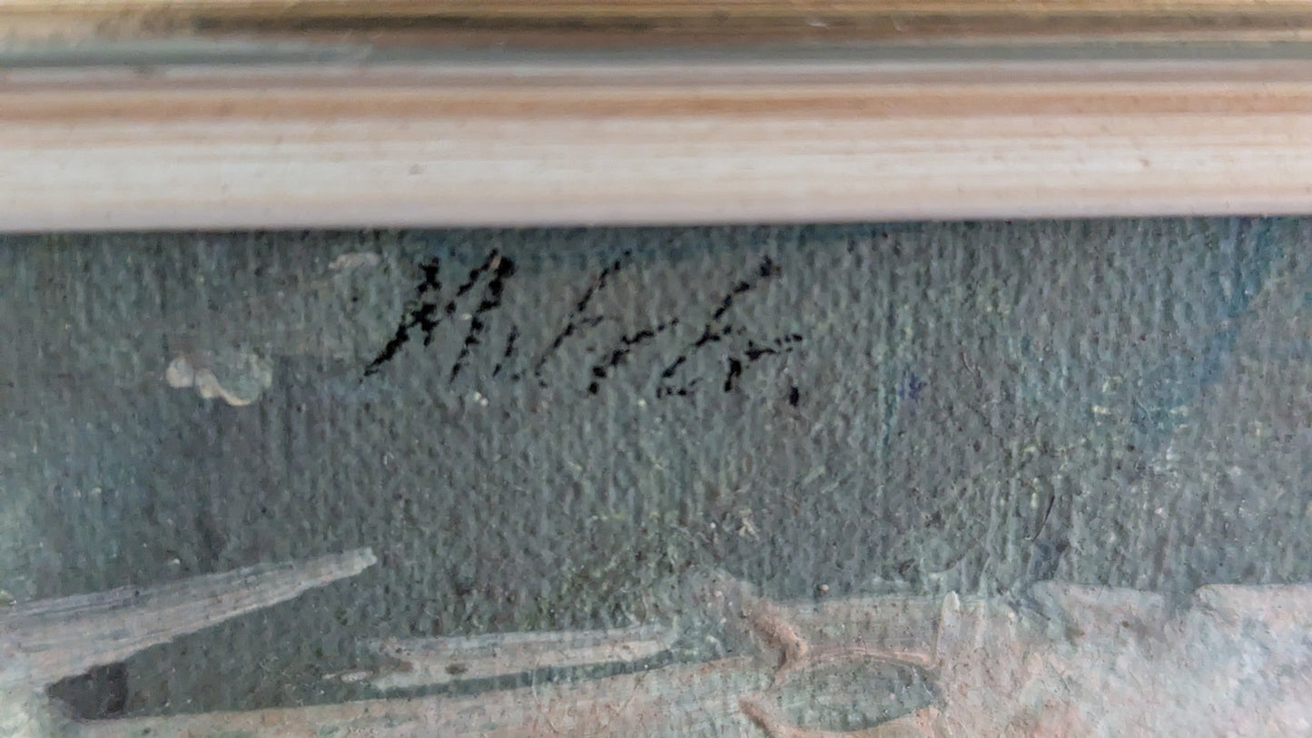 Signeerattu Öljyvärimaalaus Kankaalle