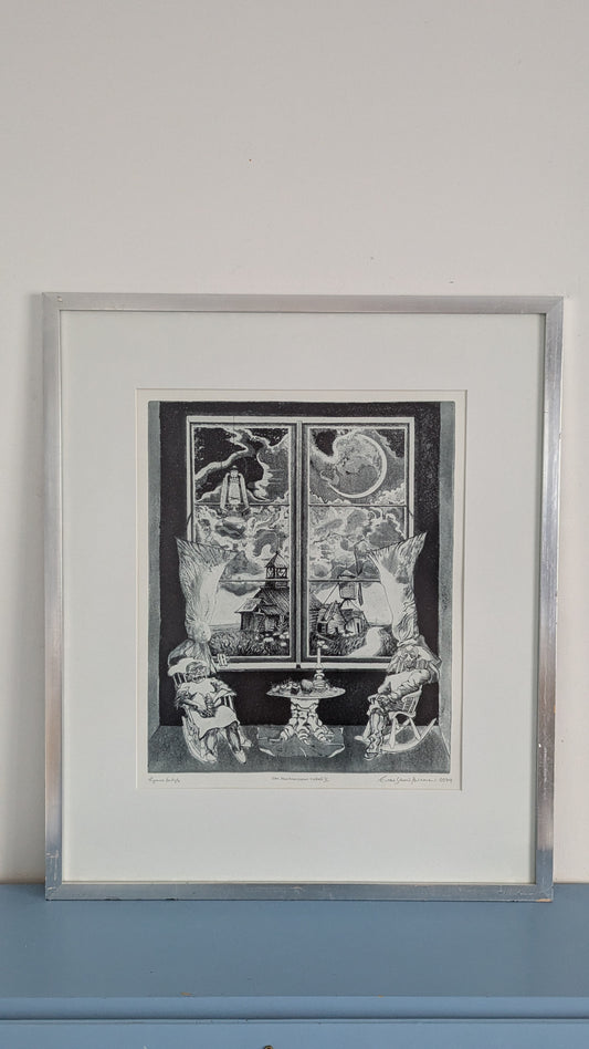 Erkki Sakari Heinonen - Ilta Maailmanlopunkylässä III (Signeerattu Etsaus 1974)