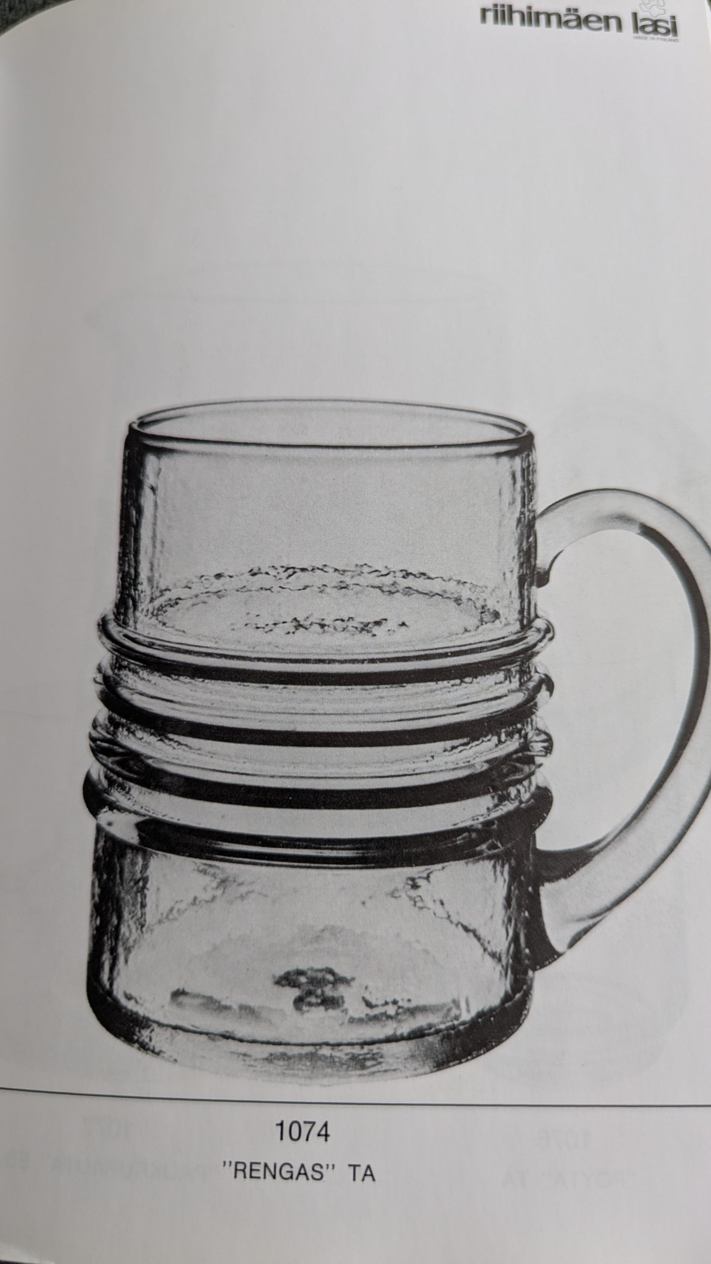 Riihimäen Lasi Rengas Tuoppi / Kolpakko (1972-1974, Tamara Aladin)