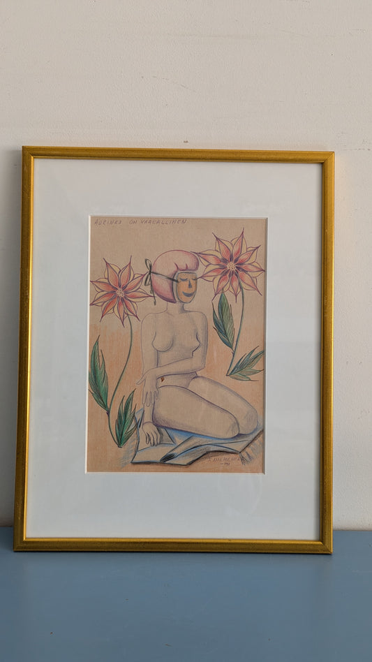 Sylvi Niemenpää - Aurinko On Vaarallinen (Signeerattu Värikynäpiirros 1991)