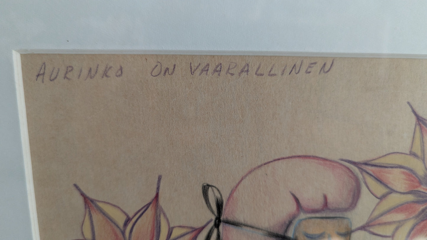 Sylvi Niemenpää - Aurinko On Vaarallinen (Signeerattu Värikynäpiirros 1991)