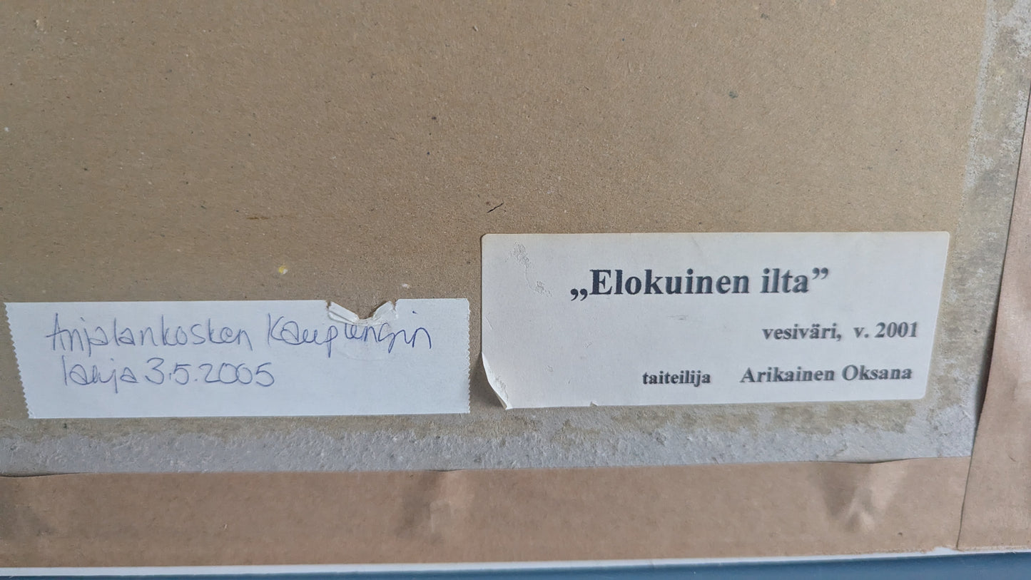Oksana Arikainen - Elokuinen Ilta (Signeerattu Akvarellimaalaus 2001)