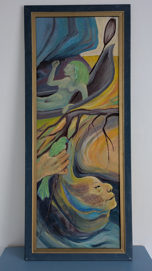 Pekka Åkerblad - Signeerattu Öljyvärimaalaus (Korkeus: 140cm)