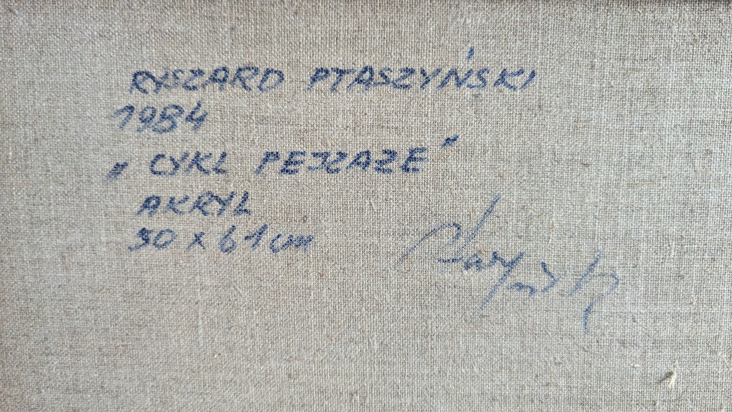 Ryszard Ptaszynski - Signeerattu Maisema Sarjan Akryylimaalaus (1984)