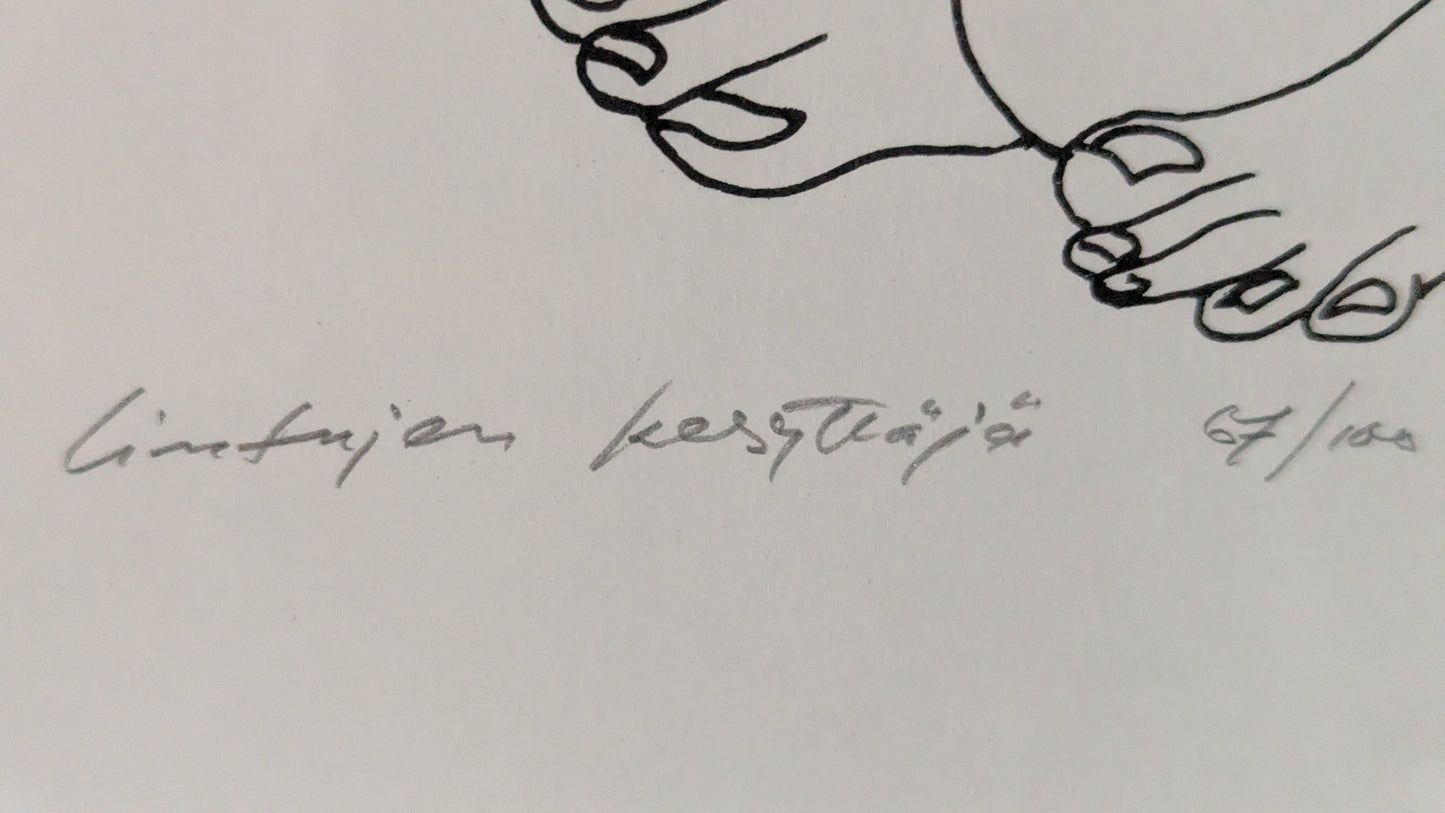 Pertti Kolehmainen - Lintujen Kesyttäjä (Signeerattu Grafiikka 1989)