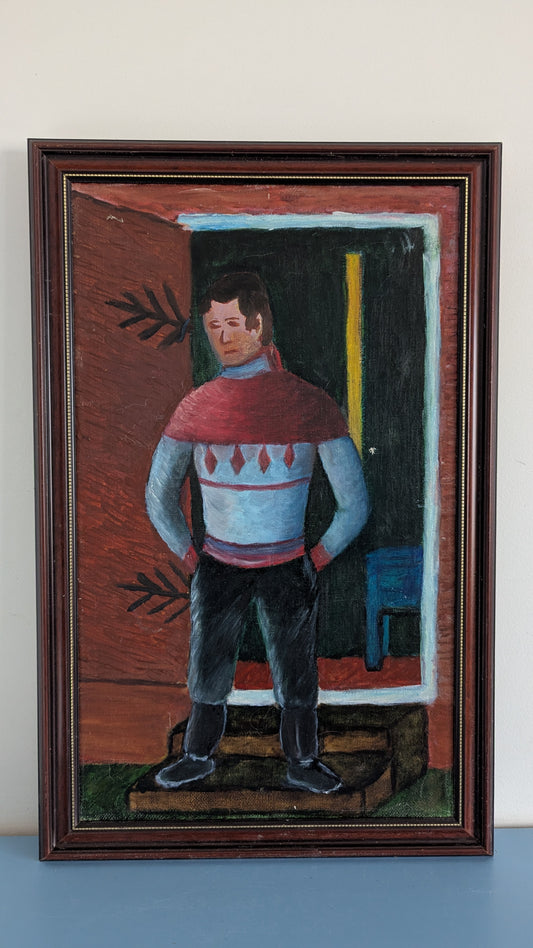 Jussipaitainen Mies (Signeeraamaton Öljyvärimaalaus Kankaalle)