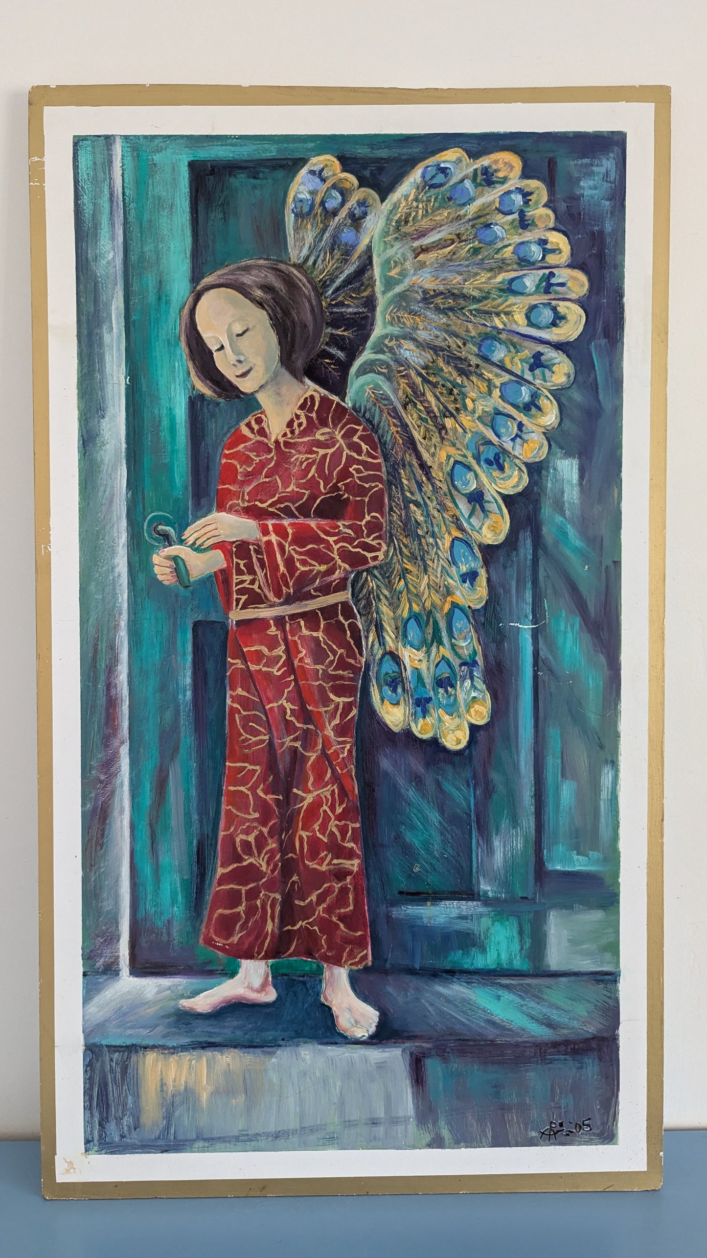 Pekka Åkerblad - Signeerattu Akryylimaalaus (2005, Korkeus: 100cm)