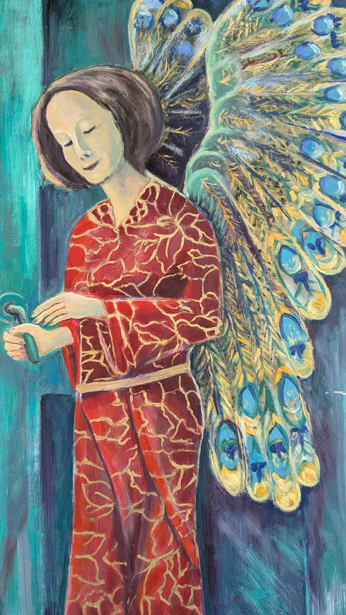 Pekka Åkerblad - Signeerattu Akryylimaalaus (2005, Korkeus: 100cm)