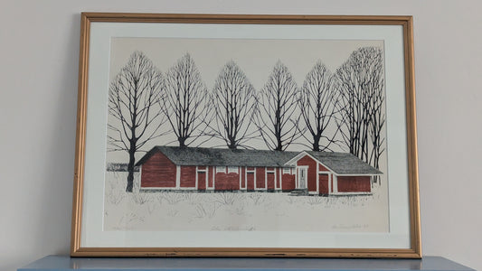 Leo Rannikko - Aihe Pitäjäenmäeltä (Signeerattu Grafiikka 1980)