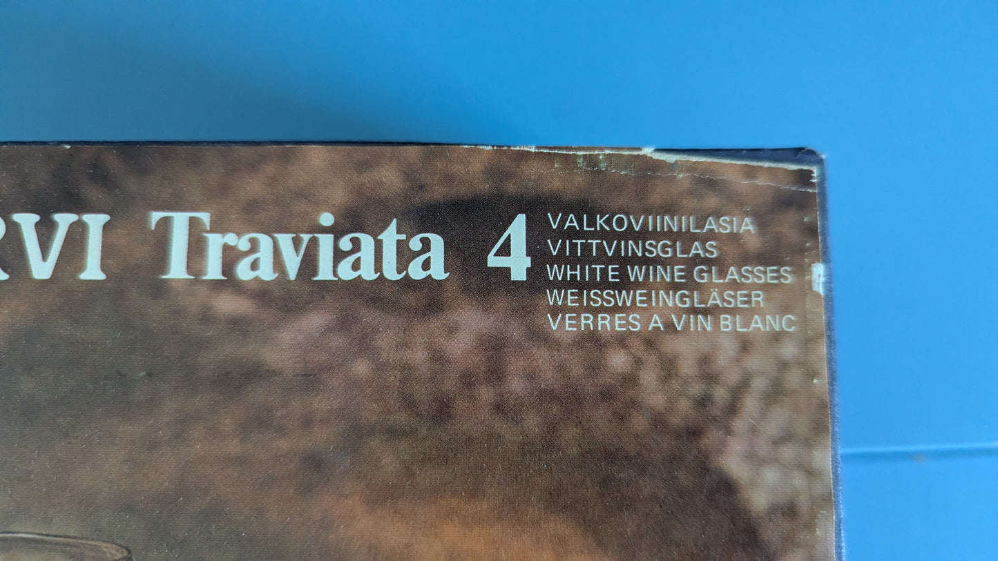 Nuutajärvi Traviata Viinilasi (4kpl, 1958-1990, Saara Hopea, Alk. Pakkauksessa)
