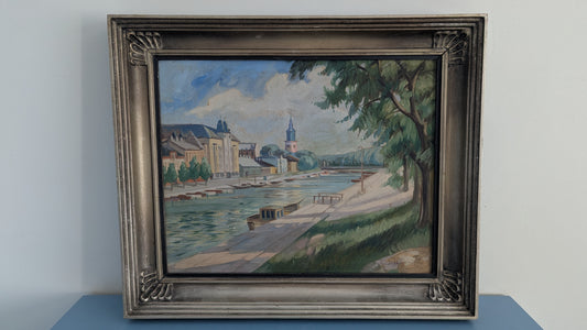 Toivo Tirkkonen - Aurajoki ja Tuomiokirkko (Signeerattu Öljyvärimaalaus 1954)