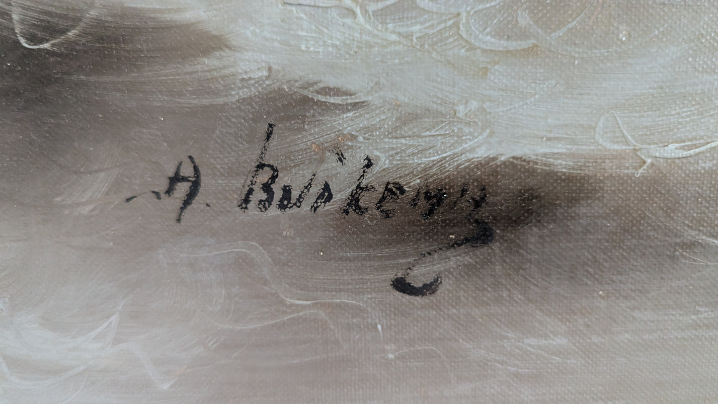 Iso Signeerattu Meriaiheinen Öljyvärimaalaus Kankaalle