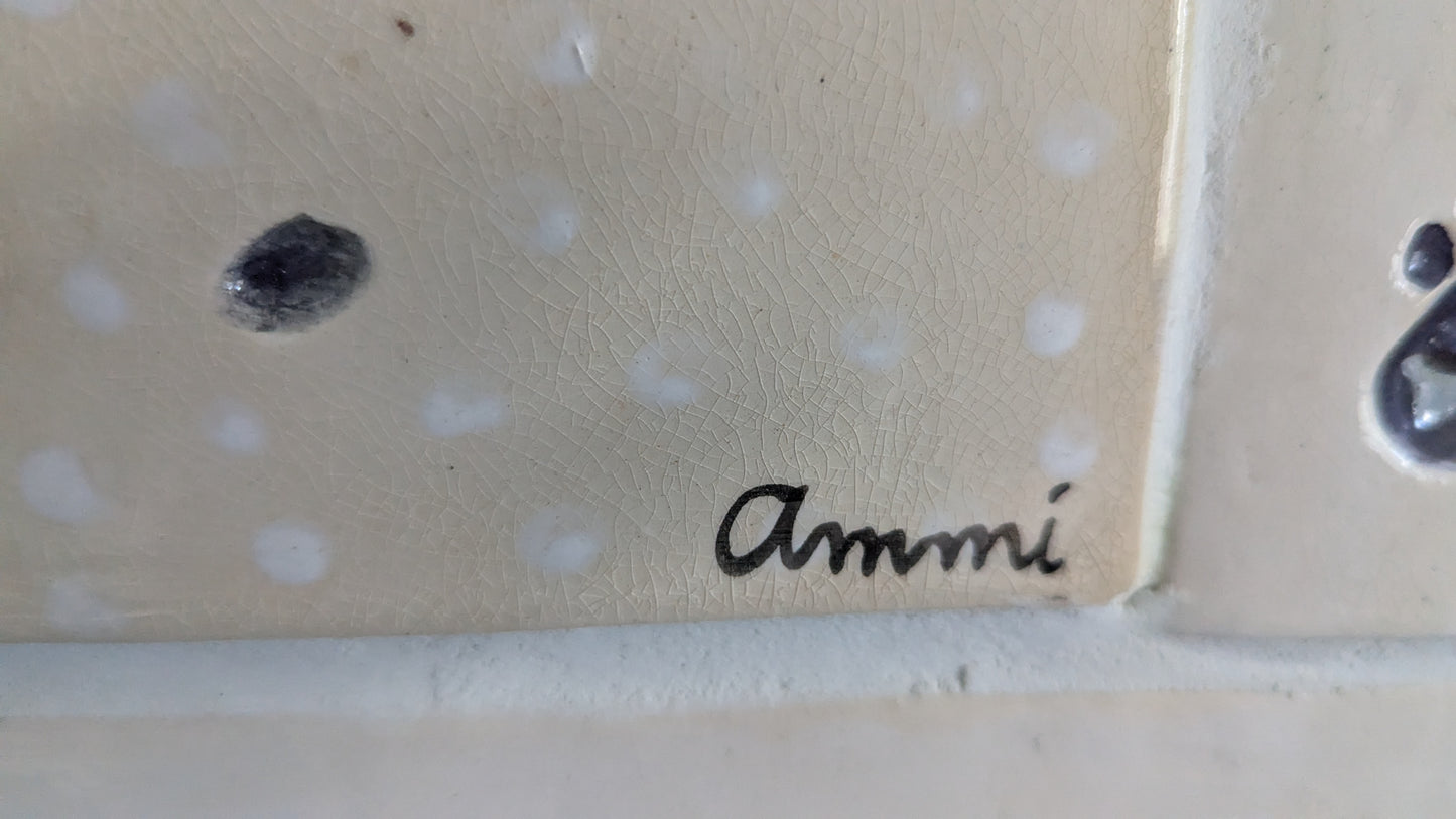 Ammi Krogius - Keramiikka Taulu / Reliefi (Painava, Signeerattu)