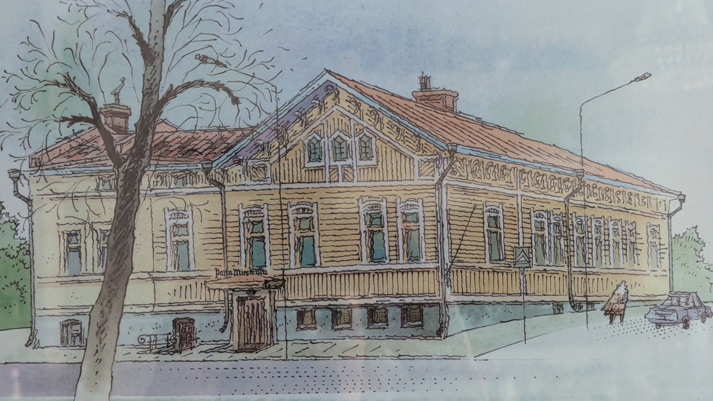 Raimo Huittinen - Porin Mieslaulun Talo (Signeerattu Grafiikka 1990)