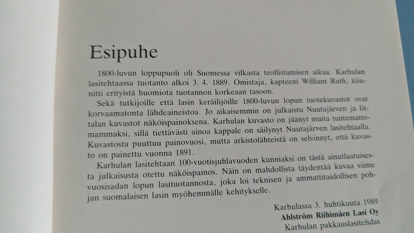 Karhulan Lasitehtaan Kuvasto Vuodelta 1891 (Näköispainos)