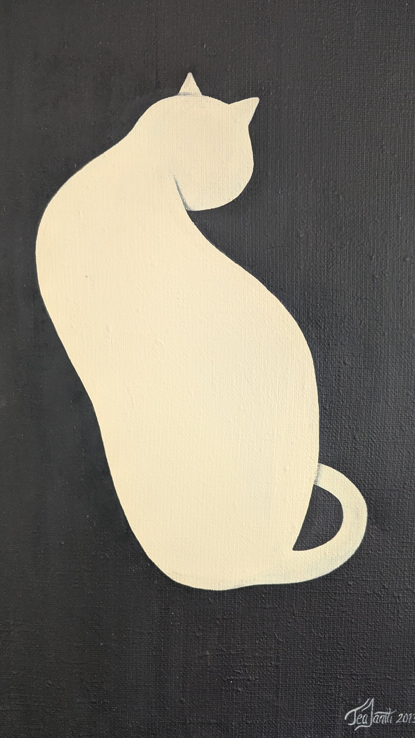 Tea Jäntti - Kissa (Signeerattu Öljyvärimaalaus 2013)