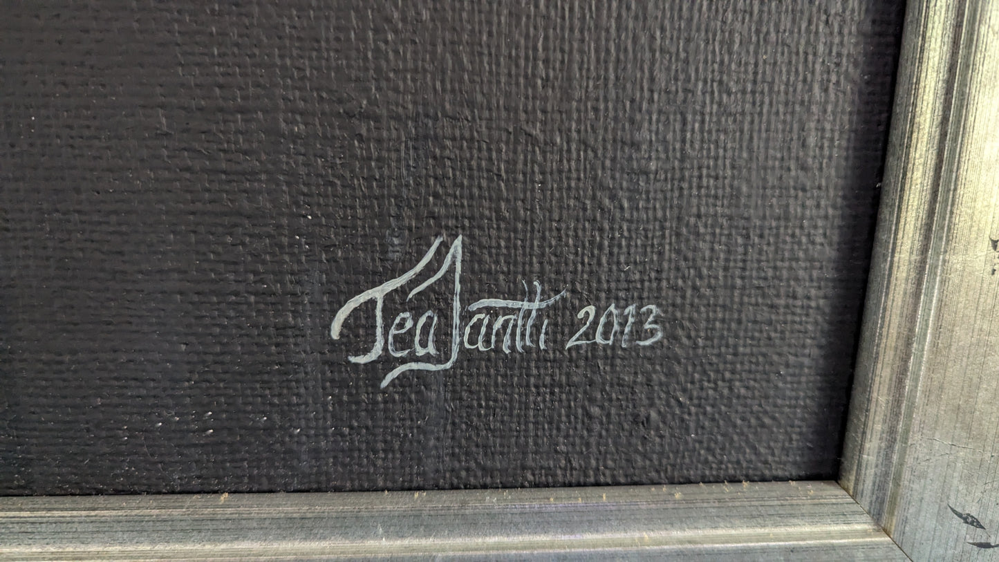Tea Jäntti - Kissa (Signeerattu Öljyvärimaalaus 2013)