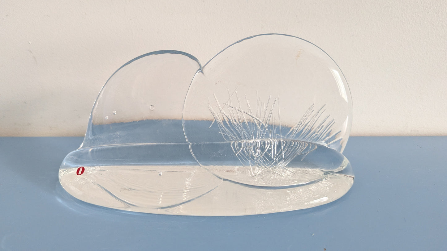 Iittala Pilvi Taidelasiesine / Koriste-esine (1987, Signeerattu, Timo Sarpaneva)