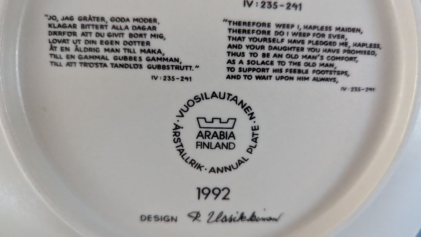 Arabia Kalevala Vuosilautanen 1992 (Raija Uosikkinen)