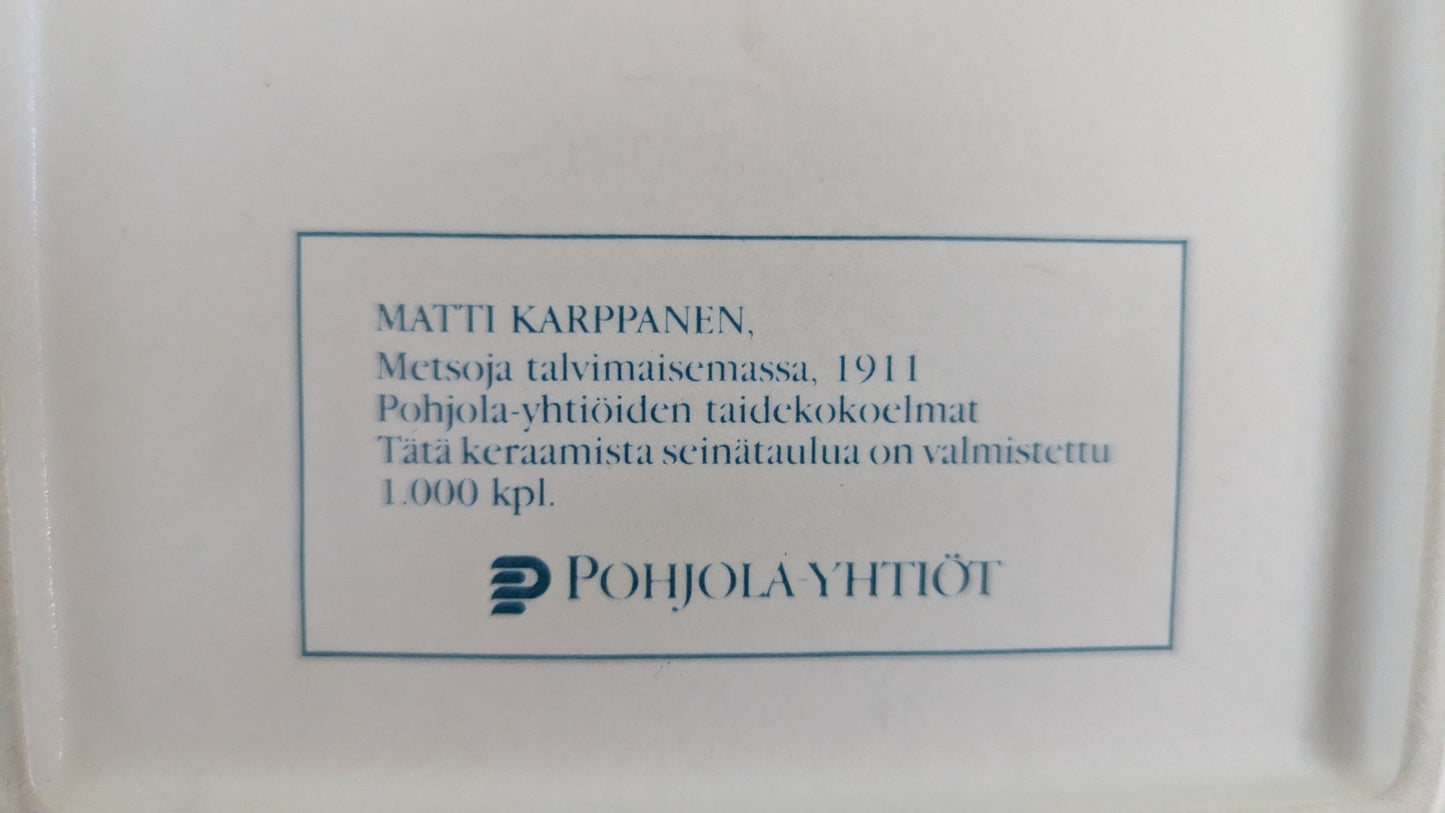 Kermansavi - Metsoja Talvimaisemassa Seinälaatta (Matti Karppanen)
