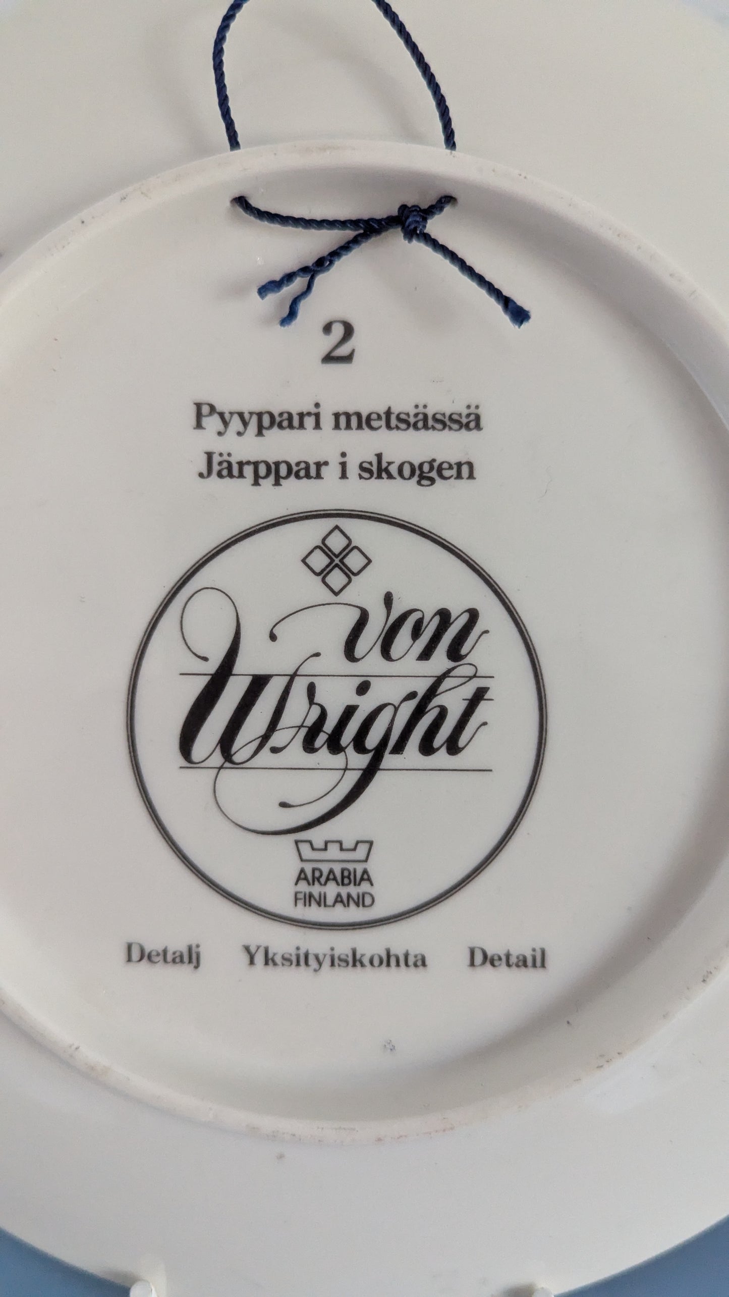Arabia Pyypari Metsässä Seinälautanen Nro 2 (Ferdinand von Wright)