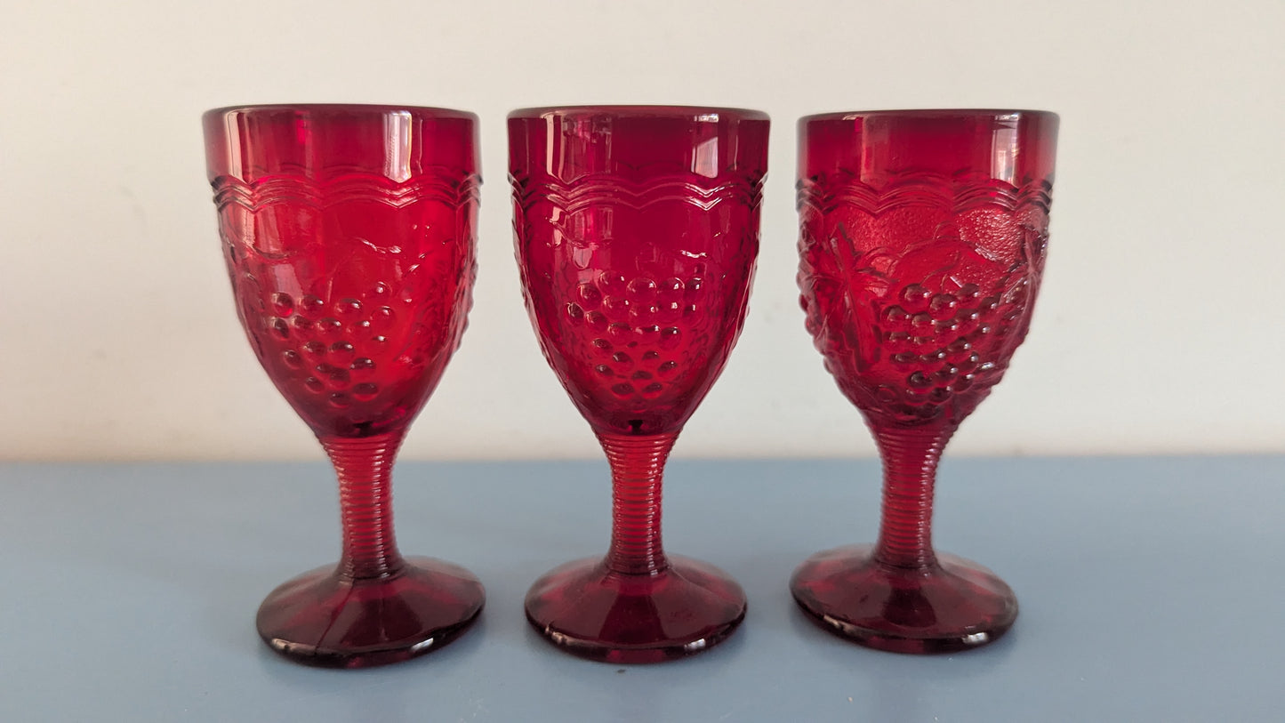 Imperial Glass - Grape Ruby Liköörilasi (3kpl, 1950-1960-luku)