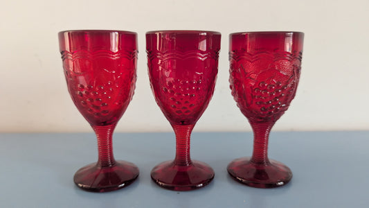 Imperial Glass - Grape Ruby Liköörilasi (3kpl, 1950-1960-luku)