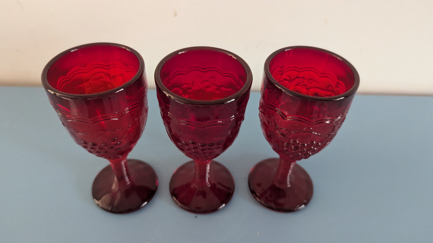 Imperial Glass - Grape Ruby Liköörilasi (3kpl, 1950-1960-luku)