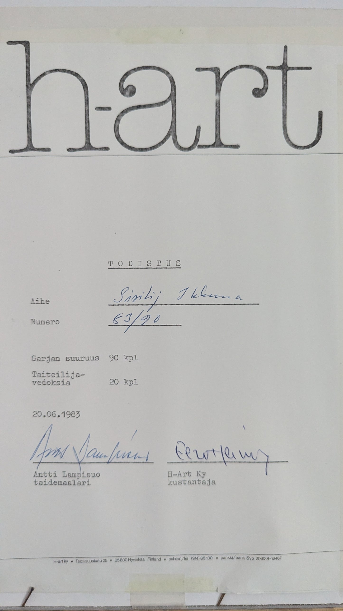 Antti Lampisuo - Sisilialainen Ikkuna (Signeerattu Grafiikka 1983)