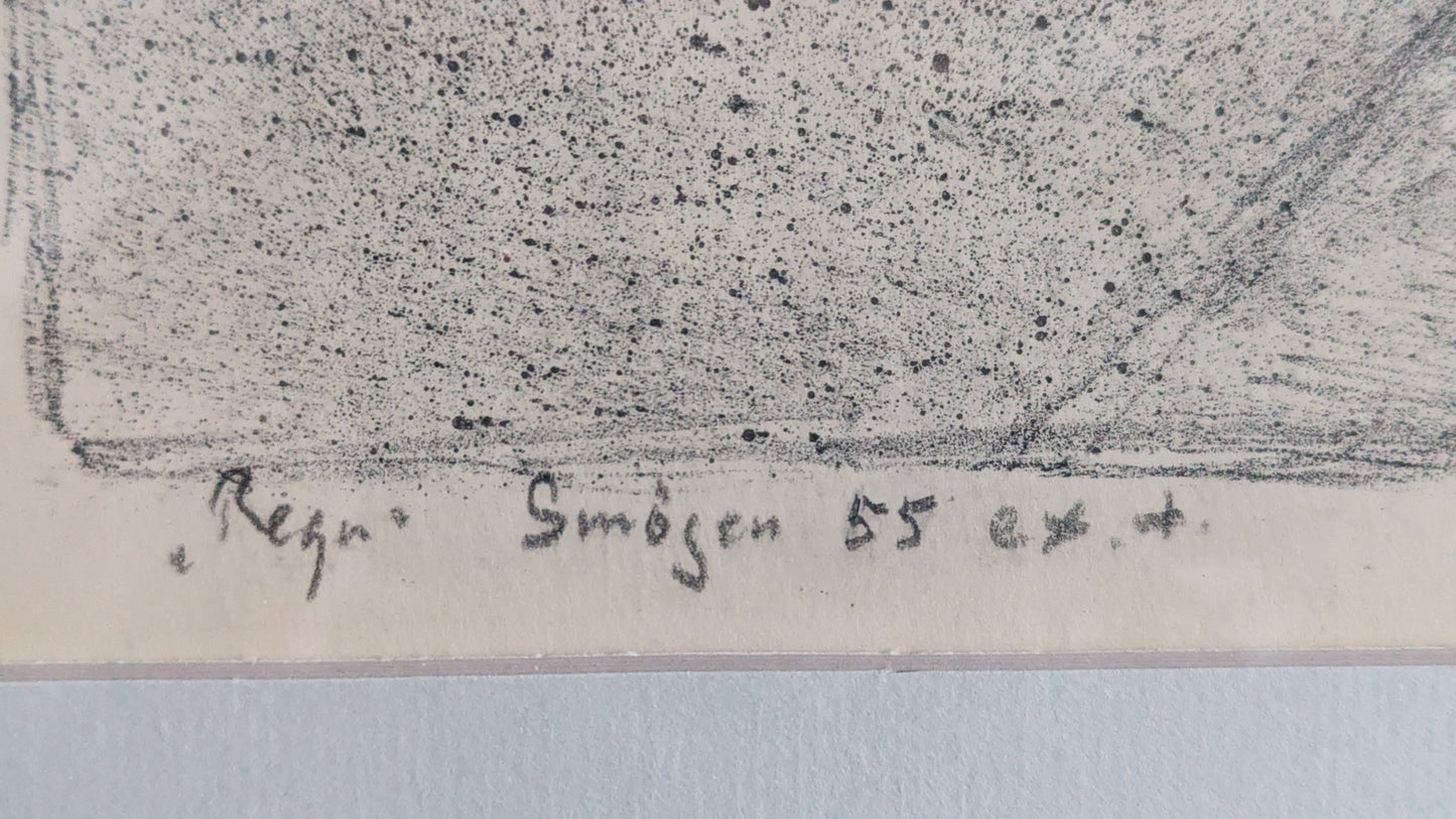 Lasse Wager - Regn / Sade (Signeerattu Litografia 1961)