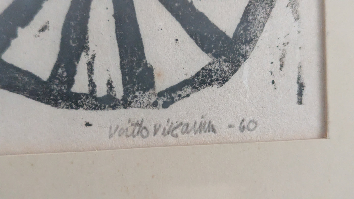 Voitto Vikainen - Signeerattu Väripuupiirros (1960)