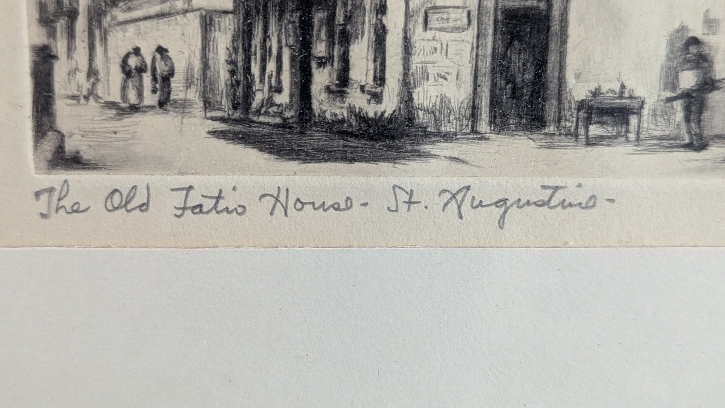 Elizabeth Warren Lindenmuth - The Old Fatio House, St. Augustine (Sign. Etsaus)