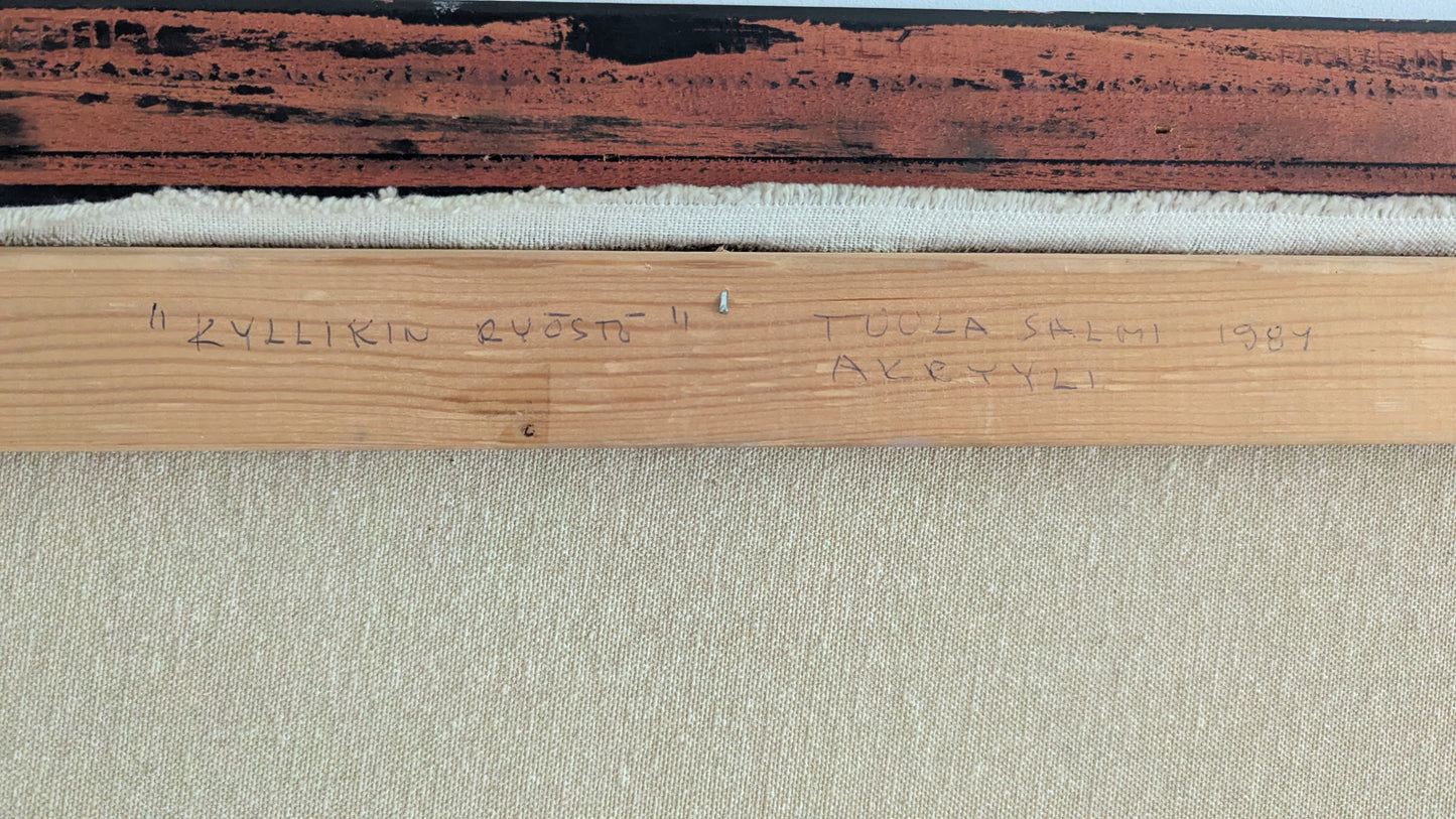 Tuula Salmi - Kyllikin Ryöstö (Signeerattu Akryylimaalaus 1984)