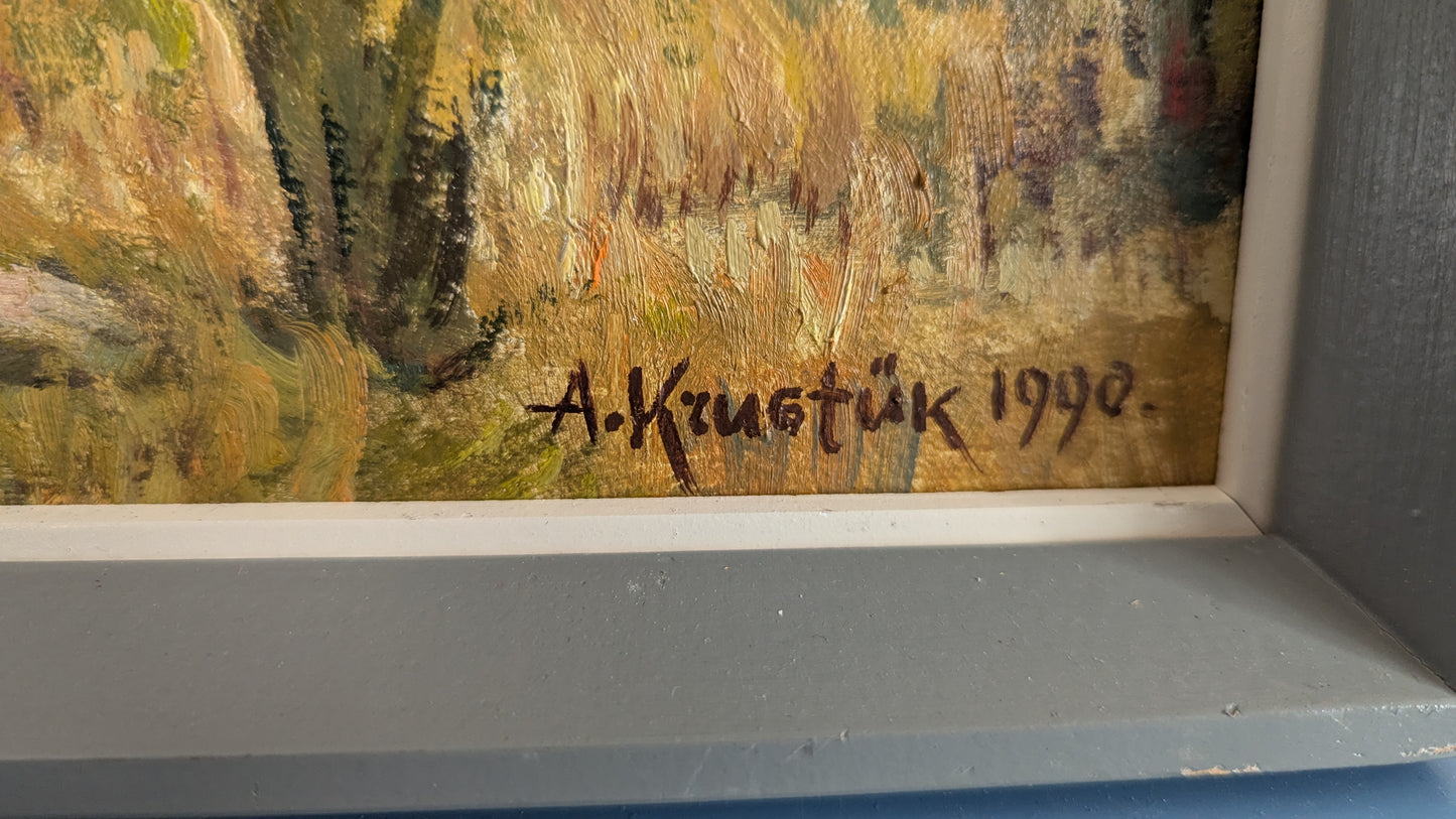 Arseni Krustük - Aablan Kylän Ranta (Signeerattu Öljyvärimaalaus 1990)