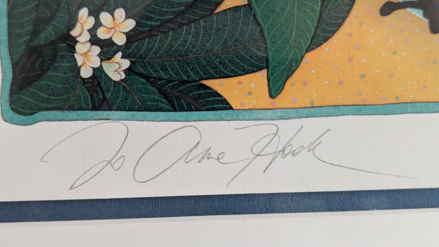 Jo Anne Hook - Ulysses Butterfly with Frangipani (Signeerattu Grafiikka)