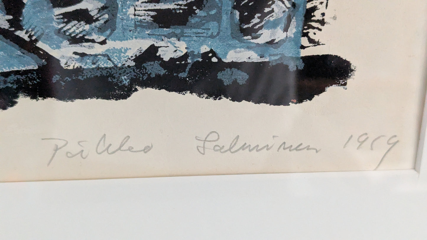 Pirkko Salminen - Asetelma (Signeerattu Litografia 1959, Koevedos)