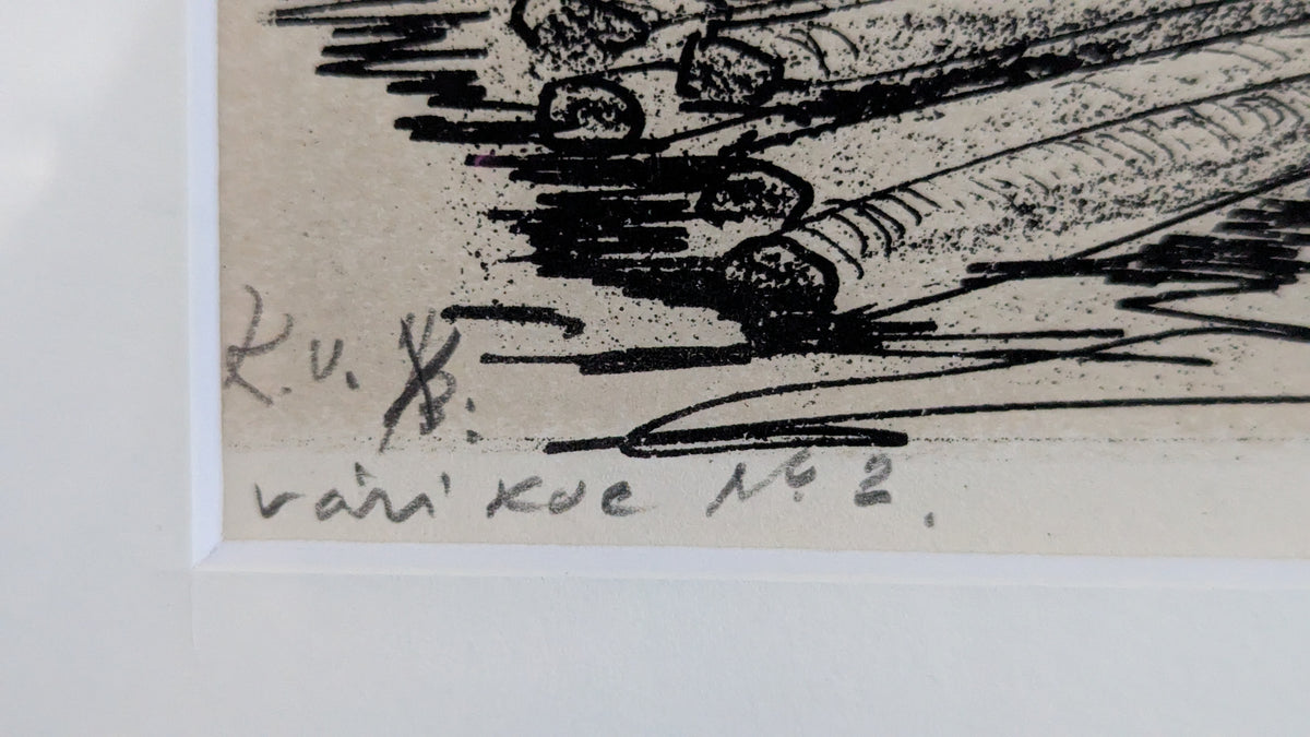 Aukusti Tuhka - Tervasaaren Paperitehtaan Tehdasalue (Signeerattu Litografia 1957)