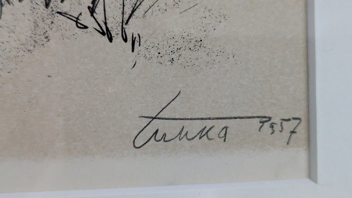 Aukusti Tuhka - Tervasaaren Paperitehtaan Tehdasalue (Signeerattu Litografia 1957)