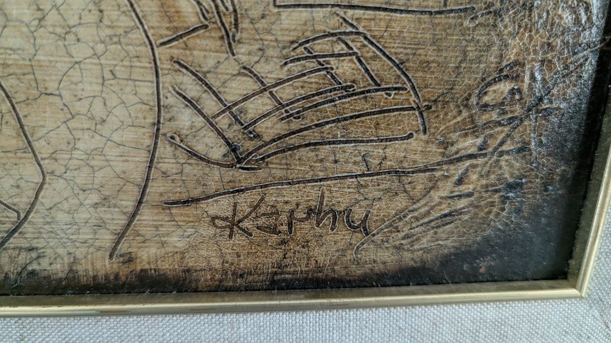 Olli J Karhu - Signeerattu Marmoroitu Öljyvärimaalaus