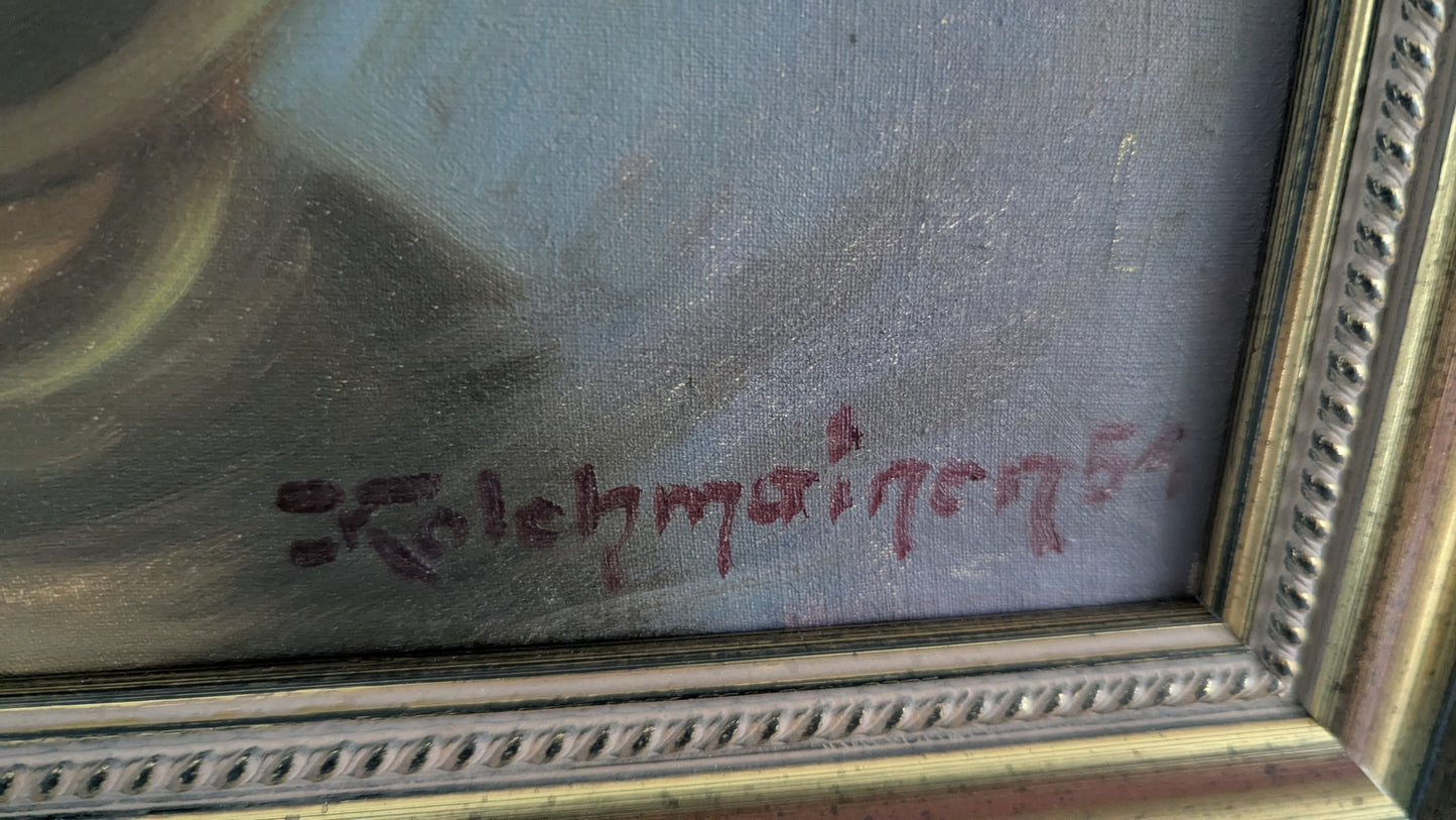 Kolehmainen - Kukka-asetelma (Signeerattu Öljyvärimaalaus 1954)